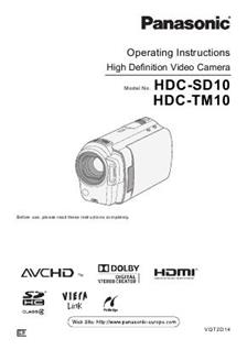 Panasonic HDC SD 10 manual. Camera Instructions.